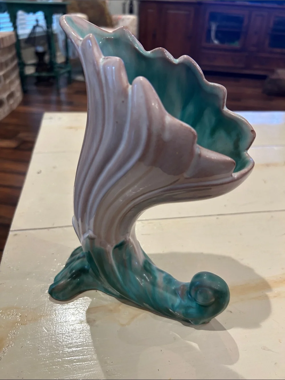 Vintage “Terra Rose” Lily Model #3619 Ceramic Vase in Pink and Aqua